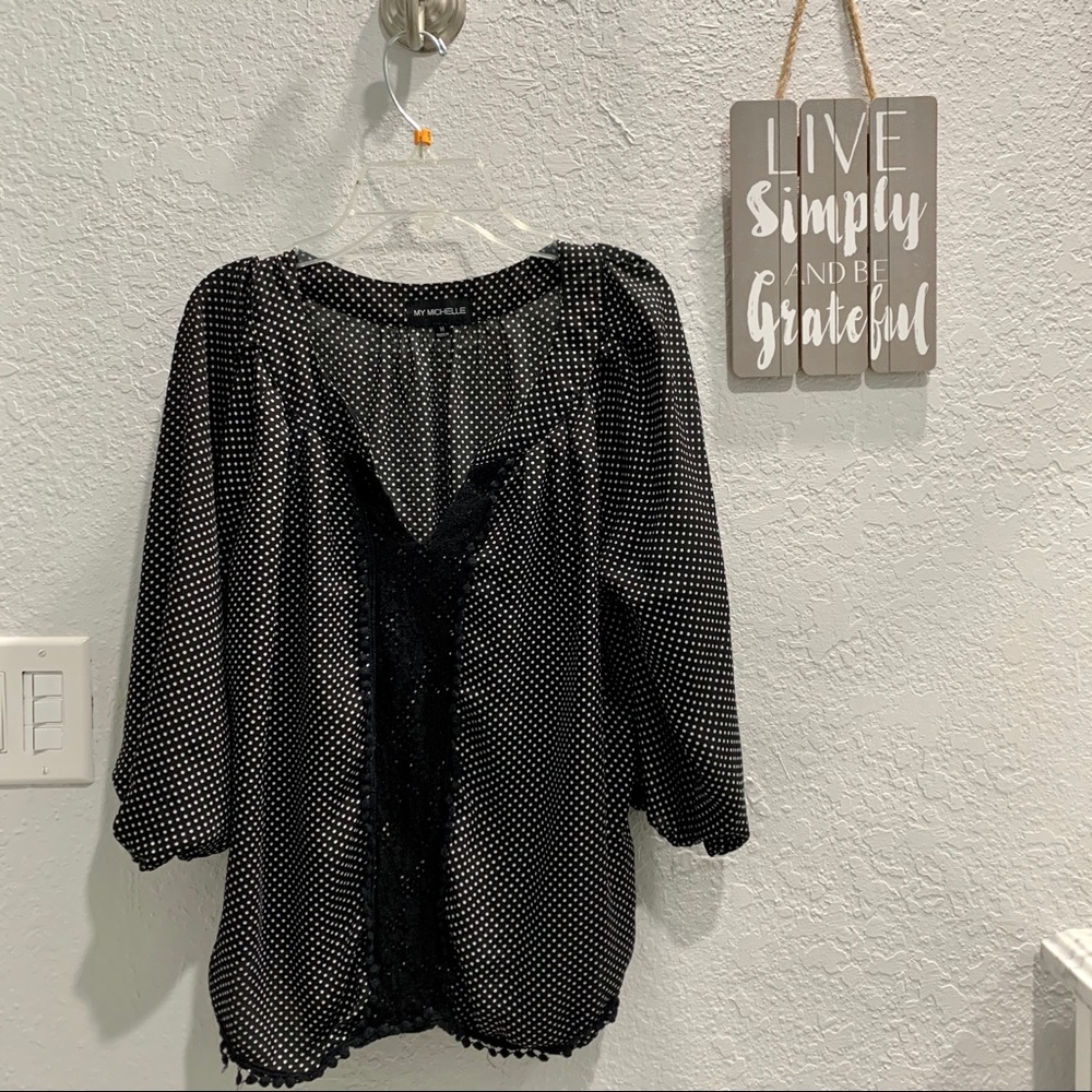 Black and white polka dots blouse